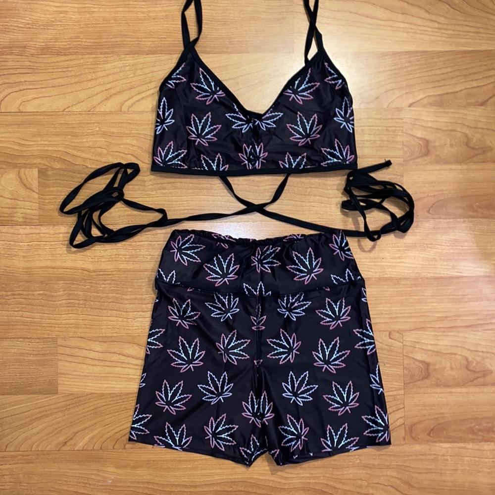 Too Fast Purple Weed Shorts Set